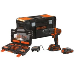 Black & Decker BLACK+DECKER Accuklopboormachine BDCHD18S2KA-QW 18V + 104 Delige Boren- En Bitset