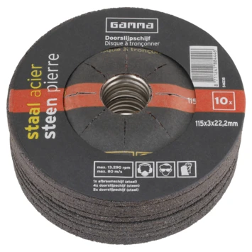 GAMMA Doorslijpschijf 115mm Steen / Staal 10-dlg 1 GAMMA Doorslijpschijf 115mm Steen / Staal 10-dlg