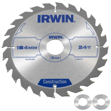 Irwin Cirkelzaagblad Ø184 Mm. Inclusief Reduceerringen Waardoor Geschikt Voor Asgat 16, 20 En 30 Mm, Vertanding 24T 1 Irwin Cirkelzaagblad Ø184 Mm. Inclusief Reduceerringen Waardoor Geschikt Voor Asgat 16, 20 En 30 Mm, Vertanding 24T
