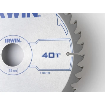 Irwin Cirkelzaagblad Ø184 Mm. Inclusief Reduceerringen Waardoor Geschikt Voor Asgat 16, 20 En 30 Mm, Vertanding 40T 2 Irwin Cirkelzaagblad Ø184 Mm. Inclusief Reduceerringen Waardoor Geschikt Voor Asgat 16, 20 En 30 Mm, Vertanding 40T - Afbeelding 2