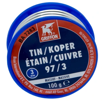 Griffon Draadsoldeer Tin/Koper 97/3 MS 3MM 100 Gr 1 Griffon Draadsoldeer Tin/Koper 97/3 MS 3MM 100 Gr